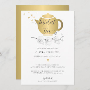 Convite Chá Floral Bridal Orquídea Orquídea Dourada Elegan