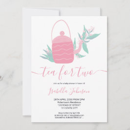 Convite Chá floral cor-de-rosa bonito para dois chás de fr