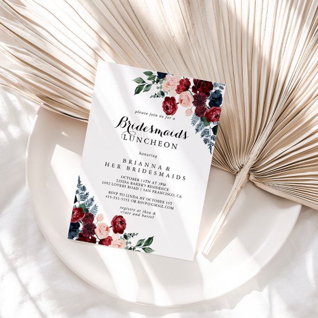 Convite Chá Floral das Bridesmaids Luncheon Marinho (Criador carregado)