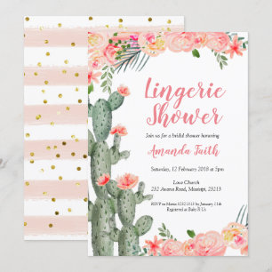 Convite Chá Floral de Lingerie do Cactus Mexicano