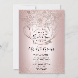 Convite Chá Floral rosa Dourada, Chá Chorão Choralhada