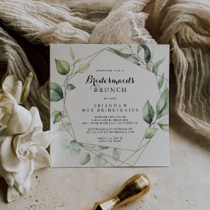 Convite Chá Geométrico Elegante Dourado Bridesmaids