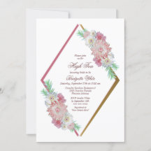 Chá Geométrico Floral Alta Rosa Esbranquiçado