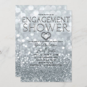 Convite Chá Glam do noivado de Bokeh do brilho de prata