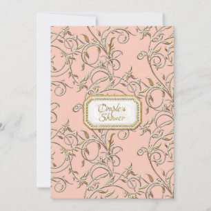 Convite Chá Glam Old Hollywood Regency Pink Casais