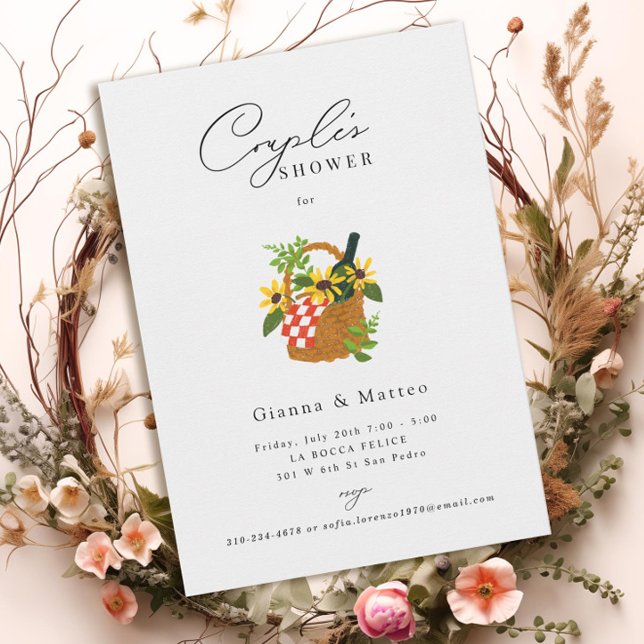 Convite Chá ilustrado de Casais de cesta de piquenique (Criador carregado)
