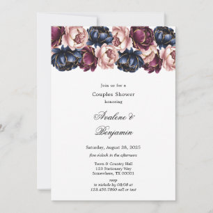 Convite Chá marinho Burgundy Blush Pink Peony Casal