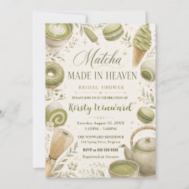 Convite Chá Matcha Feito no Céu Chá de Noiva