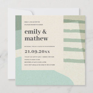 CONVITE CHÁ MODERNO ABSTRATO SOFT AQUA BLUE ART CASAIS