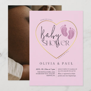 Convite Chá Moderno e minimalista de Leet Glitter Baby Gir