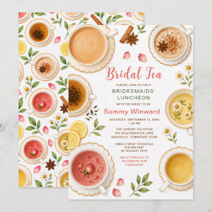 Convite Chá Nupcial com Noivas de Bridesmaids em Aquarela