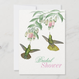 Convite Chá nupcial floral do casal do colibri tropical