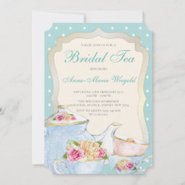 Convite Chá Nupcial Floral Luxo Bolinhas