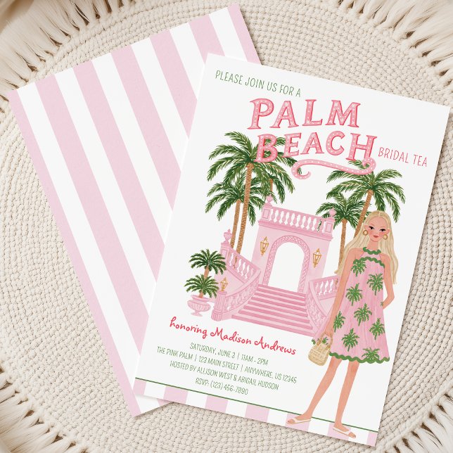 Convite Chá ou Chá de Bebê de Cabana Preppy de Palm Beach (Criador carregado)