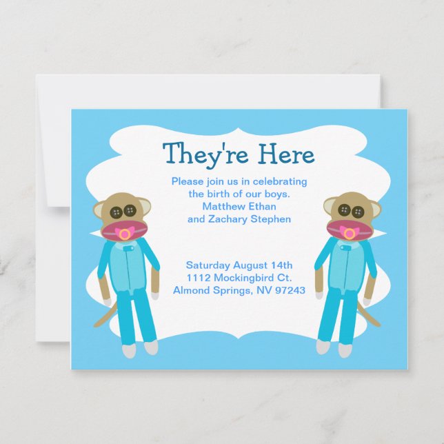 Convite Chá ou lançamento do Boy Twins (Frente)