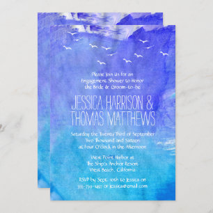 Convite Chá Ou Parte De Noivado De Praia Do Oceano De Aqua