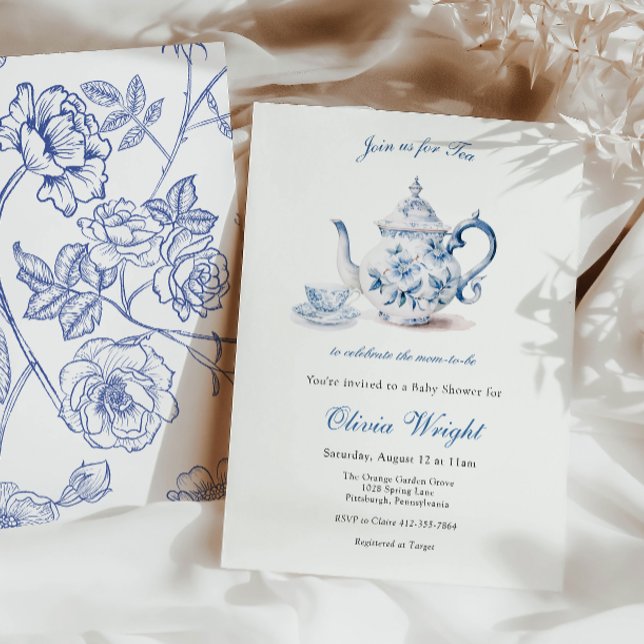 Convite Chá para a mamãe ser Chá de fraldas Tea Party (Criador carregado)