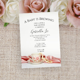 Convite Chá para a seleção de bebês de uma Taça Floral Ros