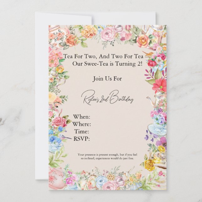 Convite Chá para Dois (Frente)