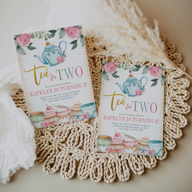Convite Chá para Dois segundos aniversários Florais (Criador carregado)