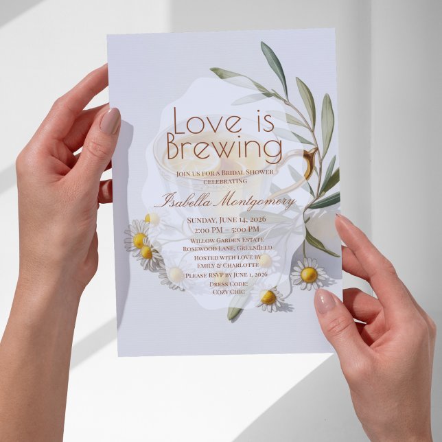 Convite Chá Pastel Love Is Brewing Chá de Noiva (Love Is Brewing Pastel Tea Bridal Shower Invitations
)