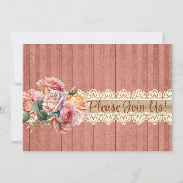 Convite Chá Personalizado do Chique Vintage (Frente)