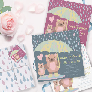 Convite Chá Personalizado Do Raindrogue Pudles Mama & Bear
