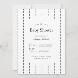 Convite Chá Pinstripe vertical preto-e-branco