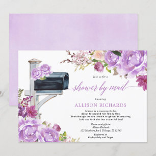 Convite Chá por chá de fraldas de meninas florais roxas 