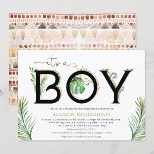 Convite Chá por Correio É um menino verde da selva tribal