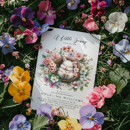 Convite Chá primavera floral de coelho floral de bebê