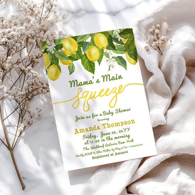 Convite Chá principal do Chá de fraldas de limão espreme d (Criador carregado)