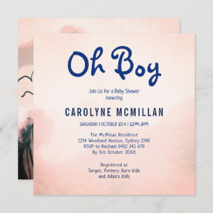 Convite Chá rosa Dourado Verde Verde Botânico Bebê