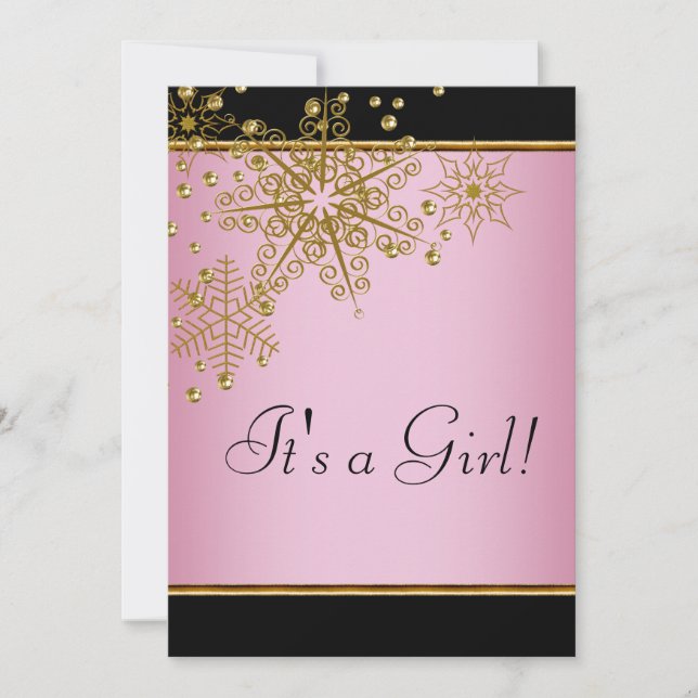 Convite Chá Rosa Flocos de Neve (Frente)