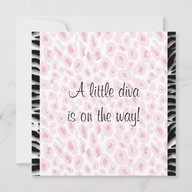 Convite Chá Rosa Leopardo Zebra Bebê (Frente)