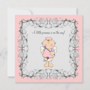 Convite Chá Rosa Princess Baby Girl