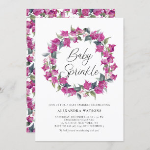 Convite Chá Roxo Bougainvillea Wreath Baby Sprinkle