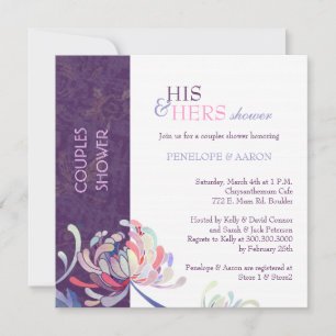 Convite Chá roxo floral original dos casais do casamento
