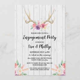 Convite Chá Russo de Festa de noivado Antler Floral