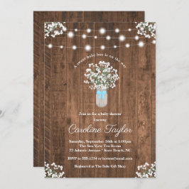 Convite Chá Rustic Floral Mason Jar Luz Bebê