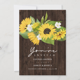 Convite Chá Rustic Sunflower Buquê Casamento de Casais