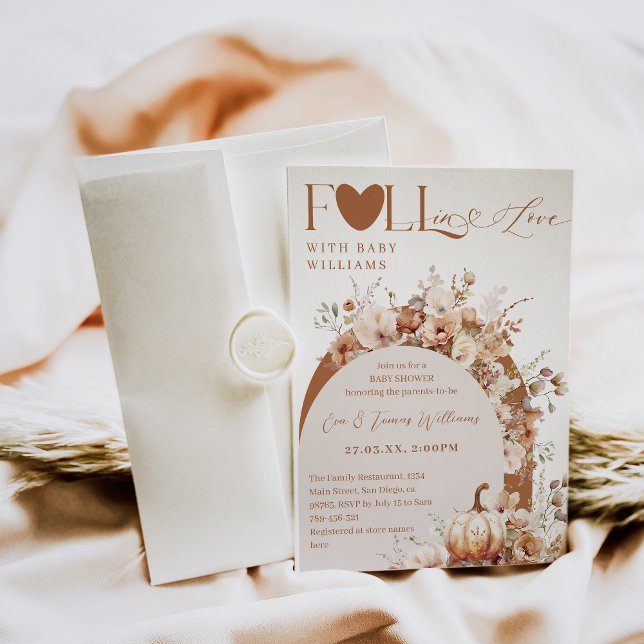Convite Chá Rustic WildFlower Boho Fall Baby Girl (Criador carregado)