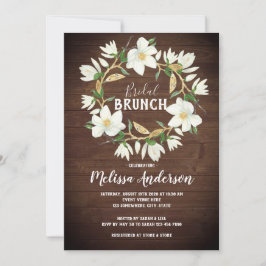 Convite Chá Rustic Wood Magnolia Bridal Brunch