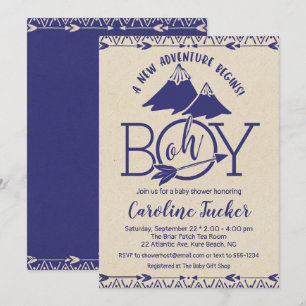 Convite Chá Tribal Adventure Baby Boy