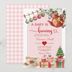 Convite Chá Um Bebê Está Sendo Preparado Natal Arco Chuvei