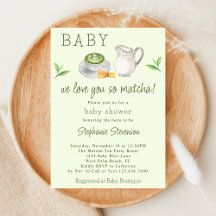 Chá Verde Matcha Moderno Baby Shower - Amamos Você