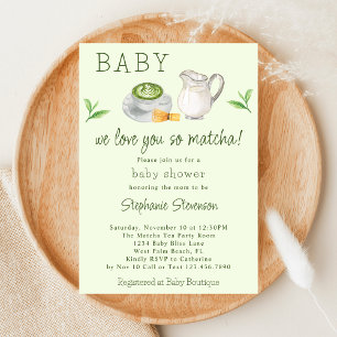 Convite Chá Verde Matcha Moderno Baby Shower - Amamos Você