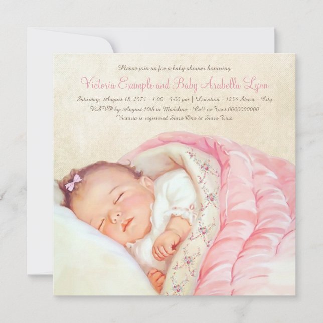 Convite Chá Vintage Baby Girl (Frente)