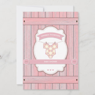 Convite Chá Vintage Retro Pink Baby Girl adiciona foto Inv