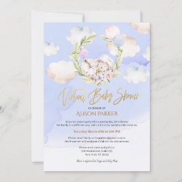 Convite Chá Virtual Azul Floral Azul do Coelho da Madeira